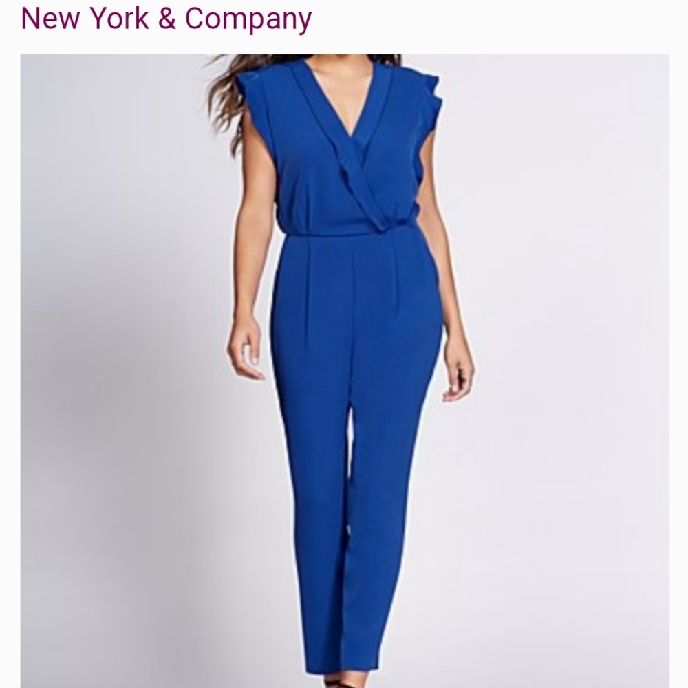 New York & Company Blue Jumpsuit